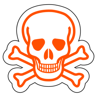 Skull Cross Bones Sticker (Orange)